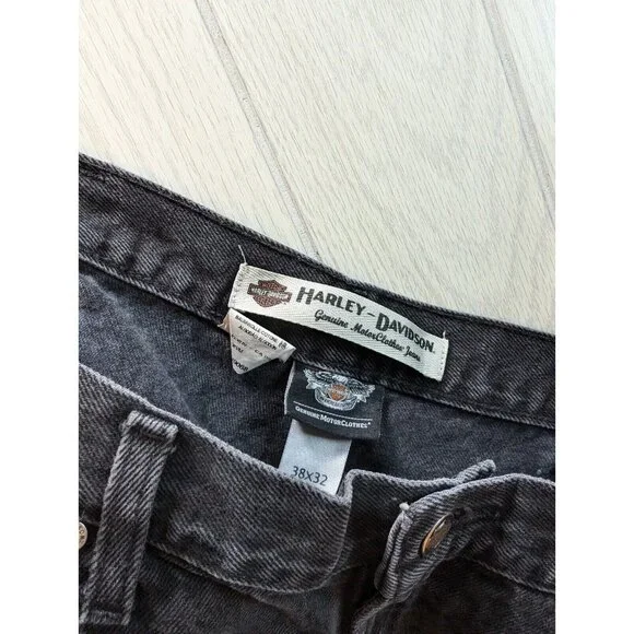 Harley Davidson Black Denim Jeans Mens Sz 38X32 Relaxed Fit 100% Cotton - Picture 9 of 10